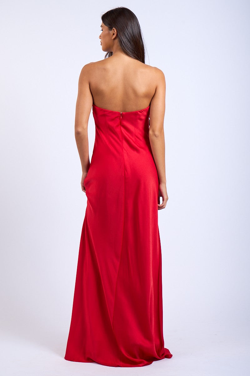 Vestido Largo Satin Solid Tube Dress