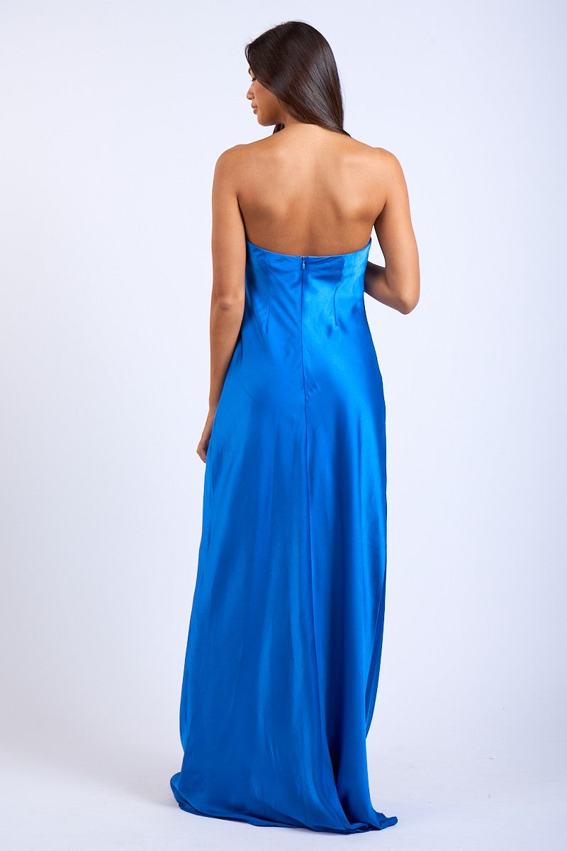 Vestido Largo Satin Solid Tube Dress