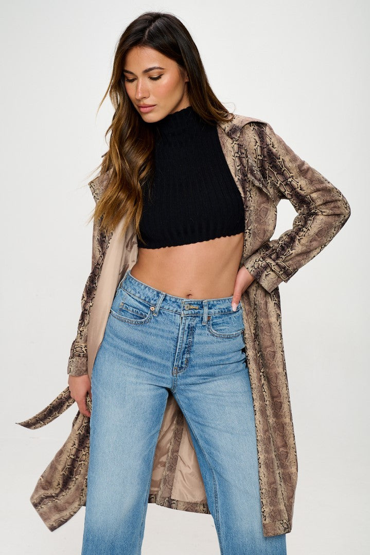 Campera Wild Ambition Faux Snakeskin Trench