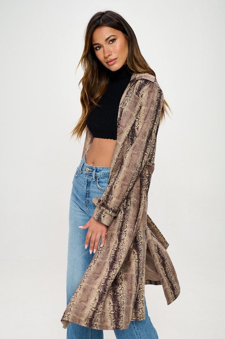 Campera Wild Ambition Faux Snakeskin Trench
