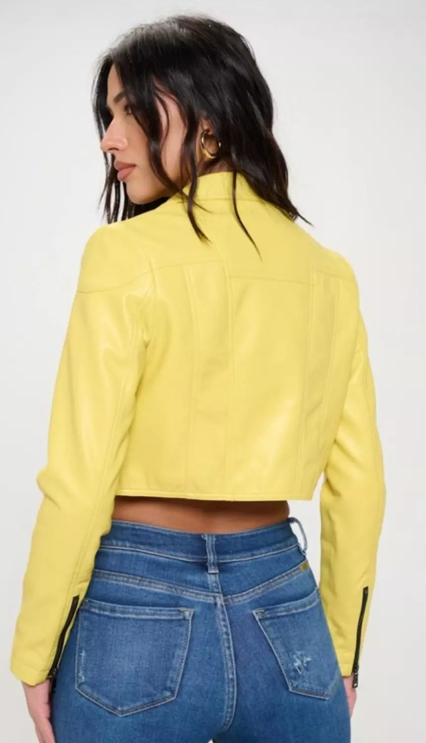 Campera Soft Cropped Vegan Leather Jacket