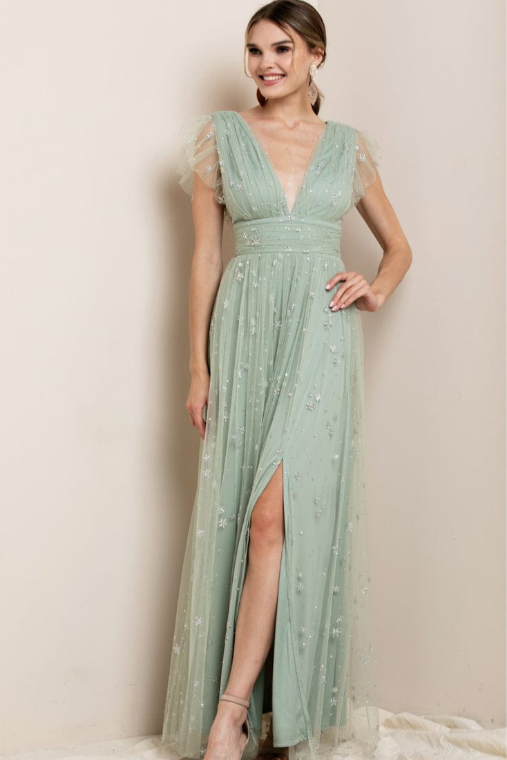 Vestido Largo de Fiesta Star Mesh Dress