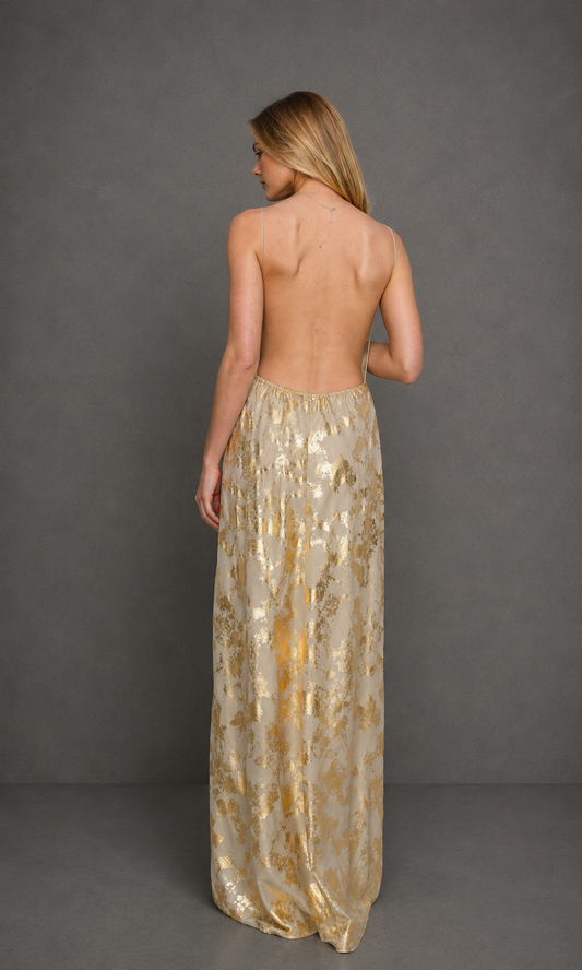 VESTIDO LARGO HF SILVER GOLDEN DRESS