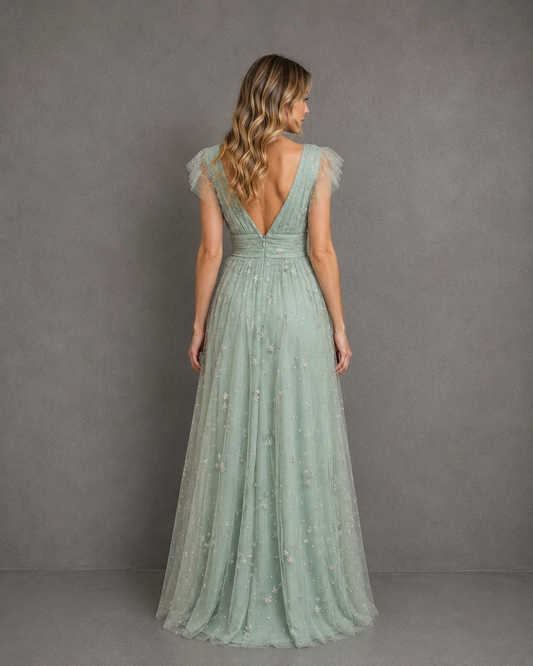 Vestido Largo de Fiesta Star Mesh Dress
