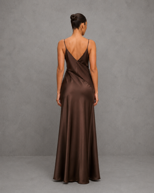 Vestido Mesh Insert Satin