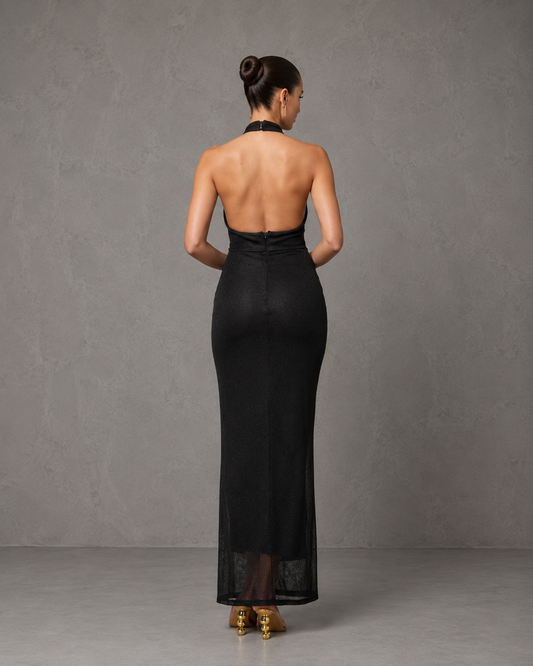 Vestido Metallic Knit Halter