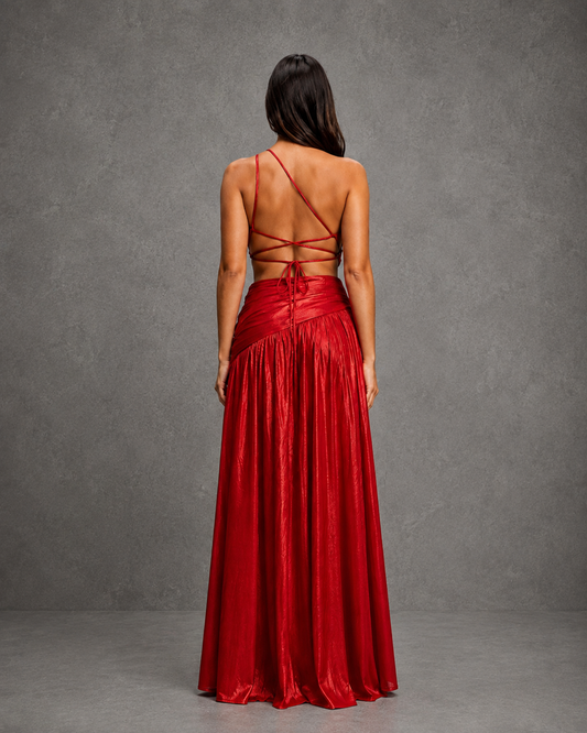 Vestido Largo Metal Jersey One Strappy Dress