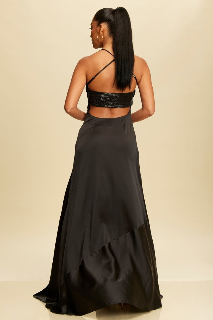 Vestido Largo Studded Satin Slip Dress