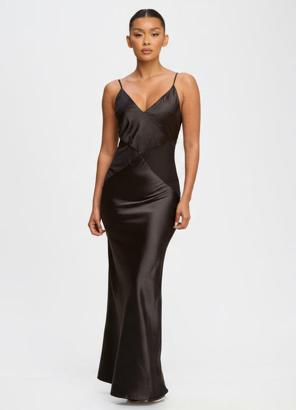 Vestido Mesh Insert Satin