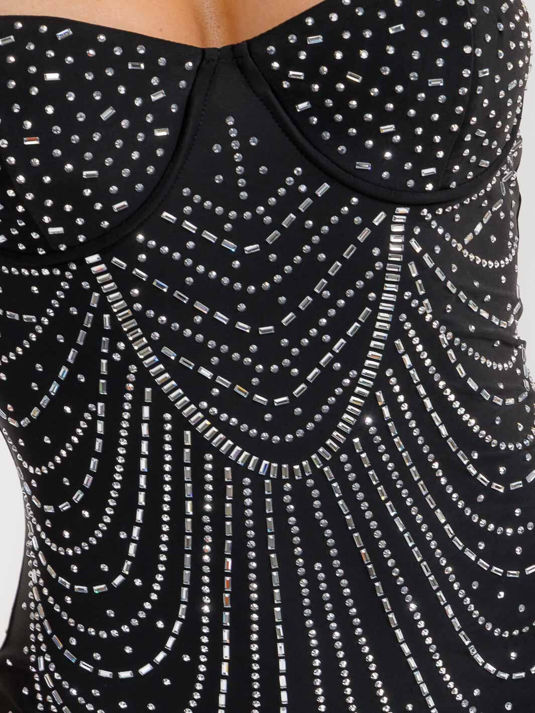 Vestido Rhinestone Bodycon