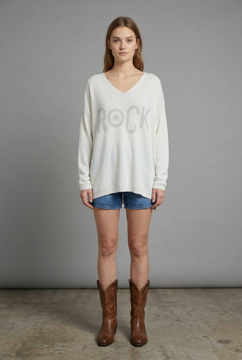 PRE ORDER Sweater Silver Rock Star Logo