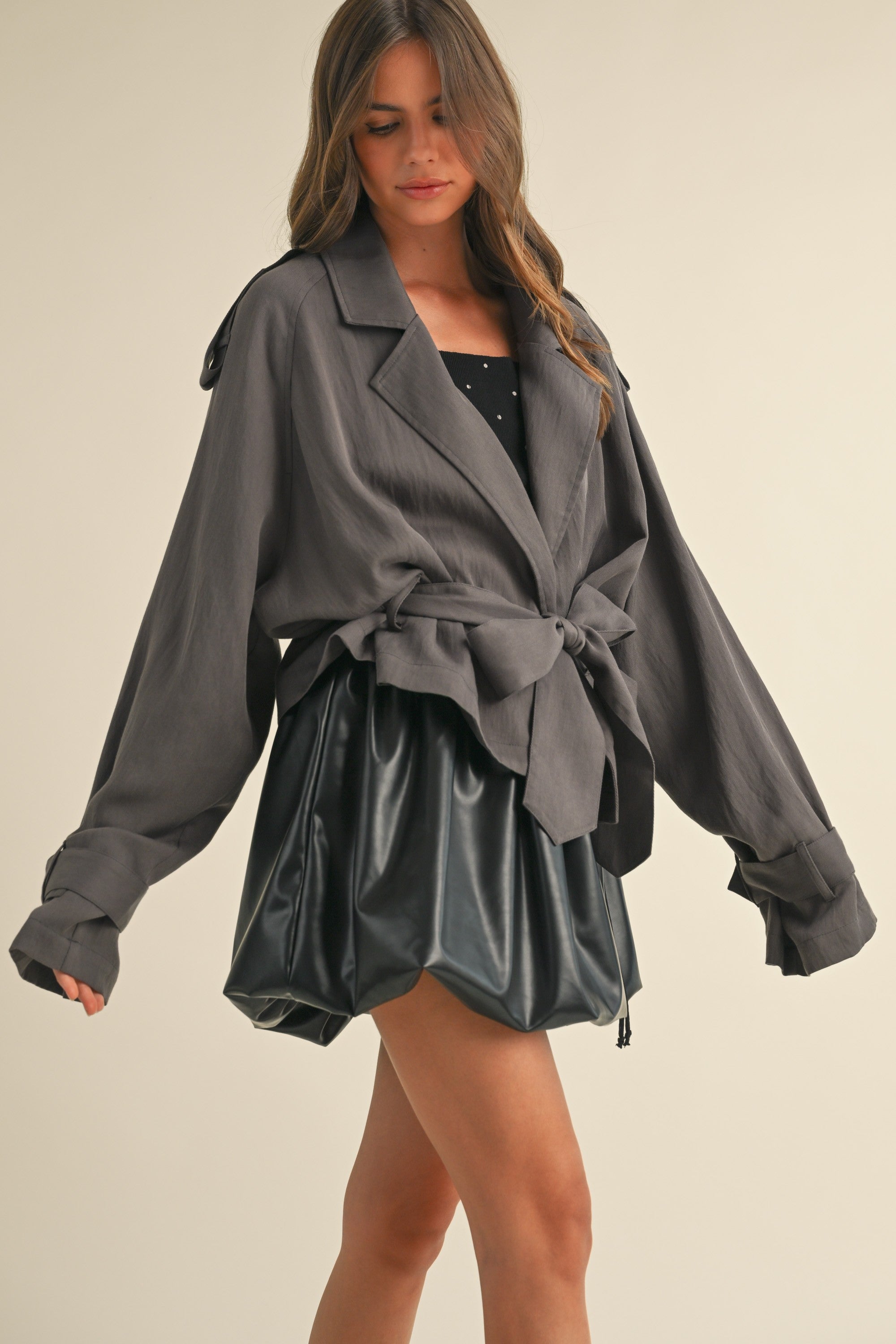 Tapado Cropped Light Weight Belted Trench Coat