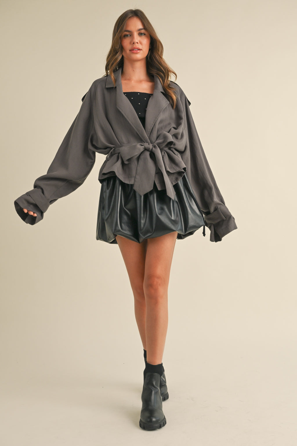 Tapado Cropped Light Weight Belted Trench Coat