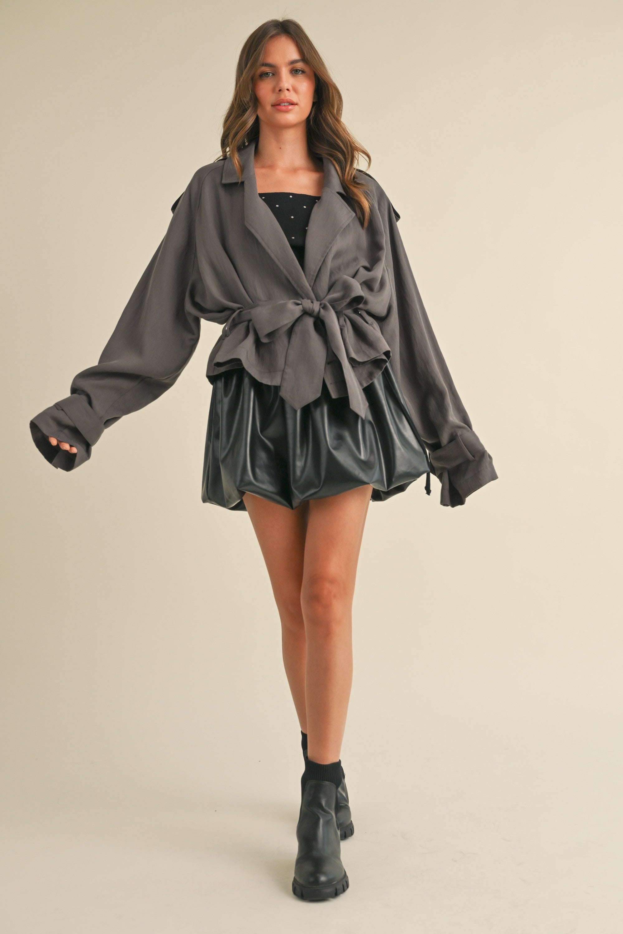 Tapado Cropped Light Weight Belted Trench Coat