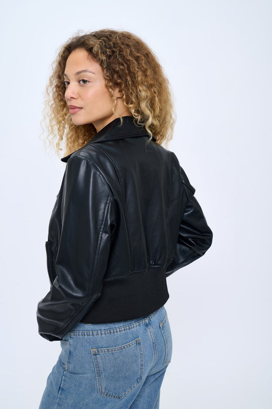 Campera Skylight Vegan Cropped Moto Jacket