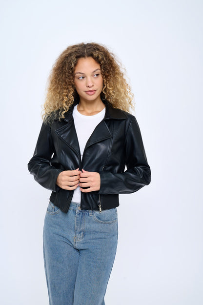 Campera Skylight Vegan Cropped Moto Jacket