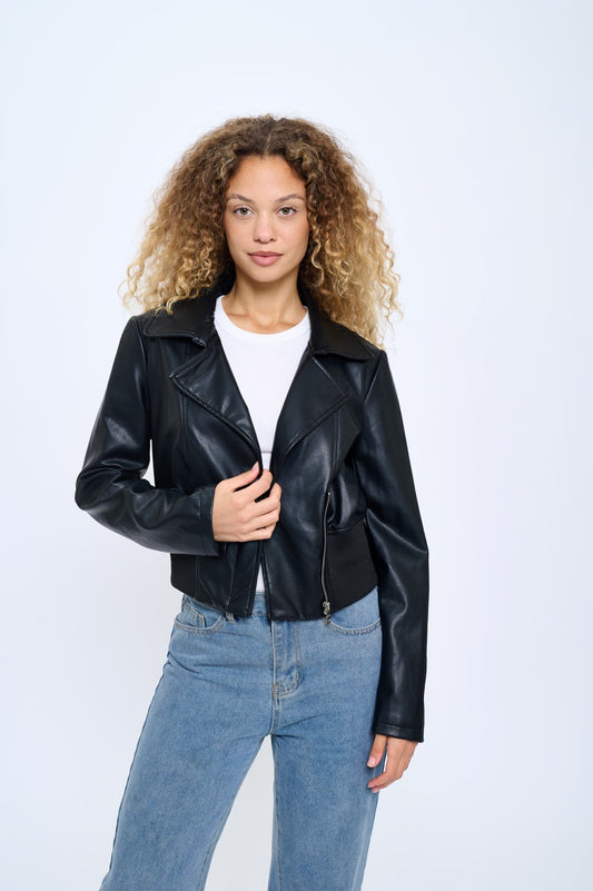 Campera Skylight Vegan Cropped Moto Jacket