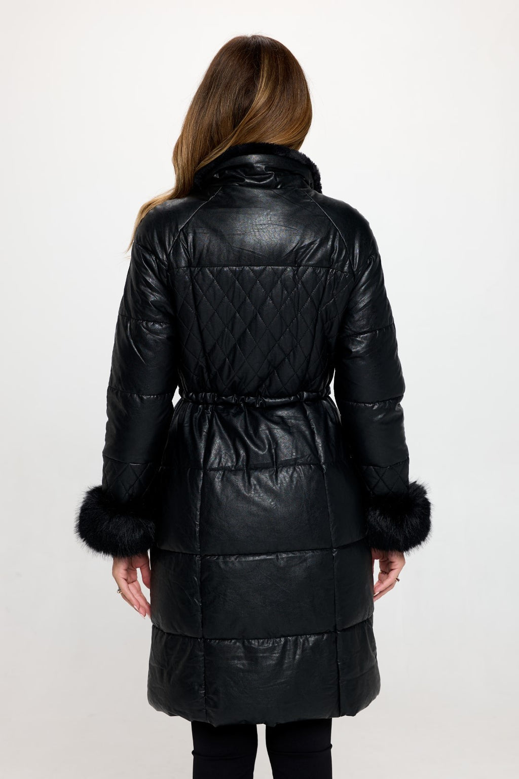 Campera Puffer Coat with Faux Fur Cuff