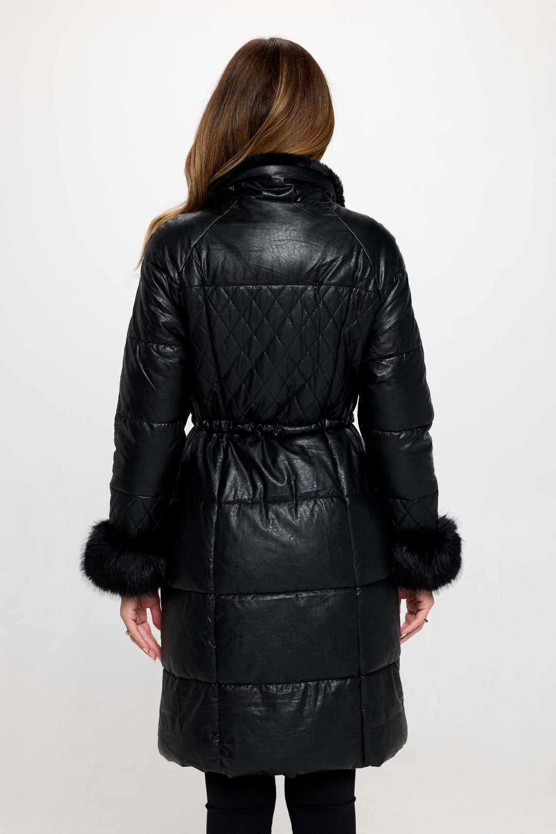 Campera Puffer Coat with Faux Fur Cuff