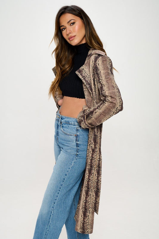 Campera Wild Ambition Faux Snakeskin Trench