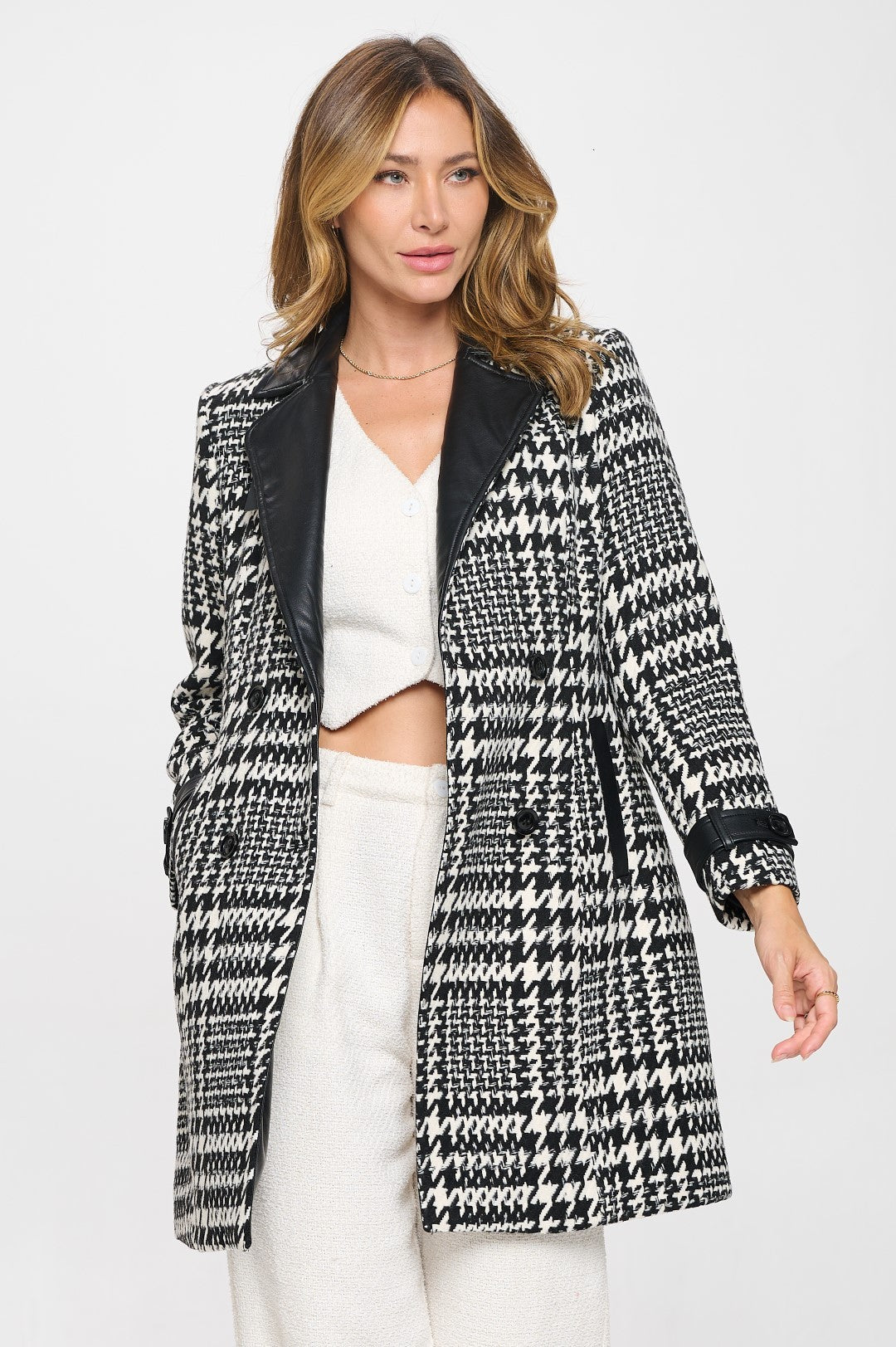Tapado Oat Opulence Vegan Houndstooth Coat