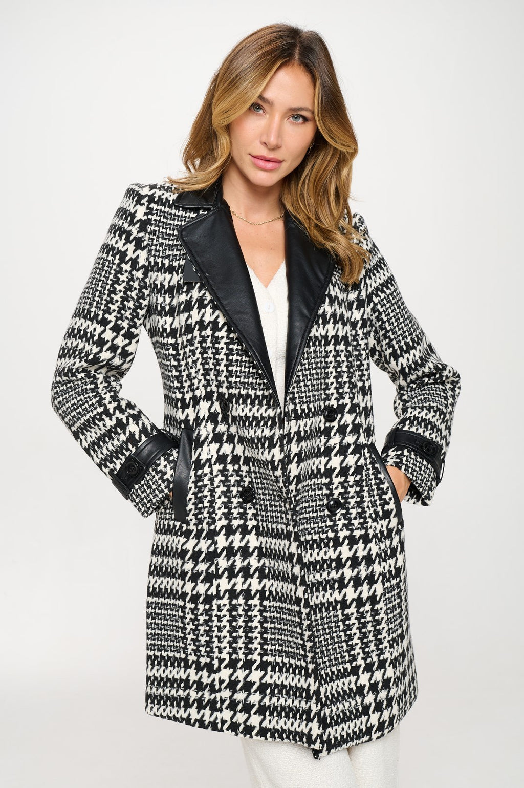 Tapado Oat Opulence Vegan Houndstooth Coat