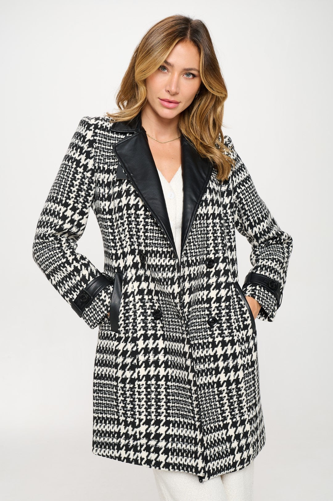 Tapado Oat Opulence Vegan Houndstooth Coat
