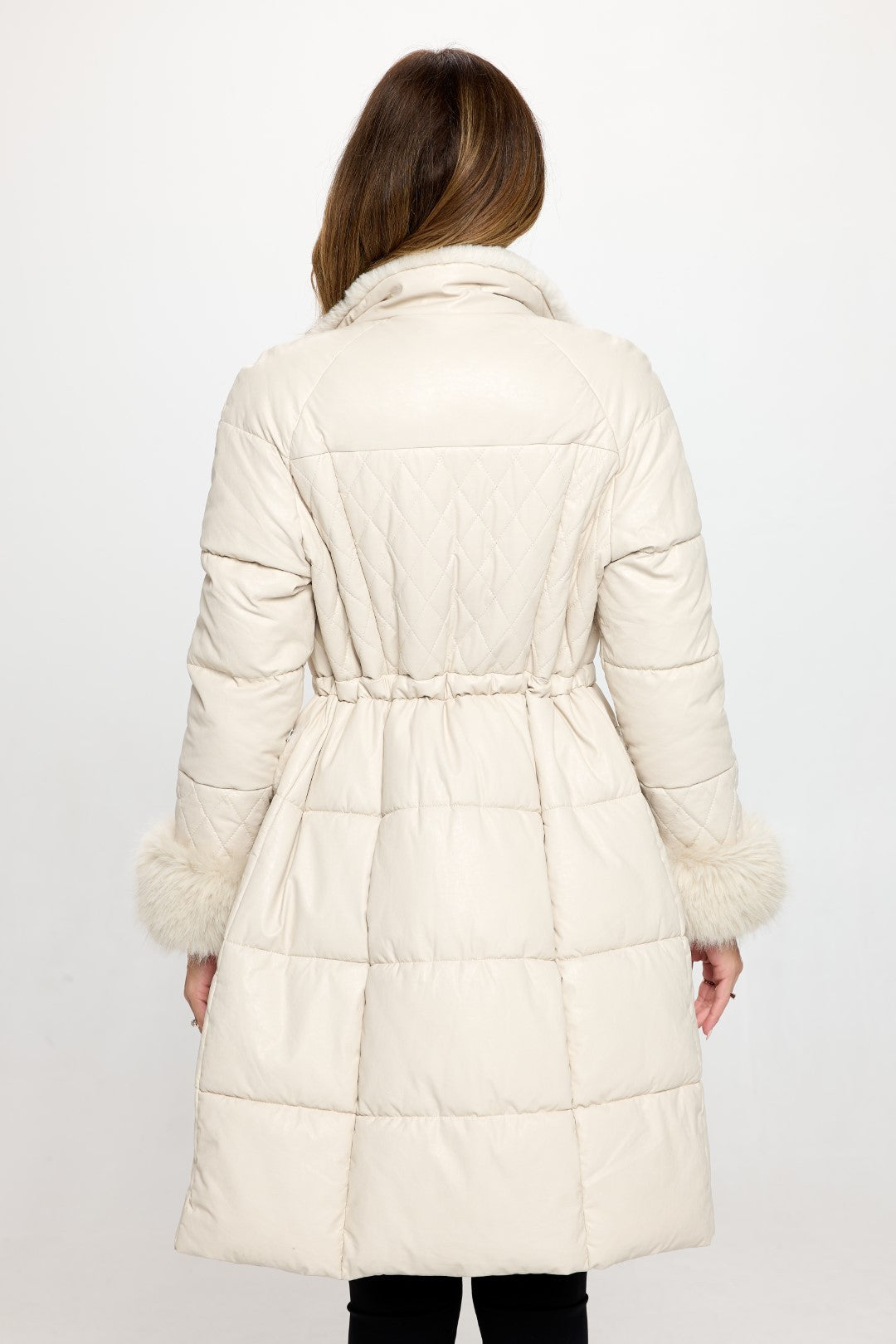 Campera Puffer Coat with Faux Fur Cuff