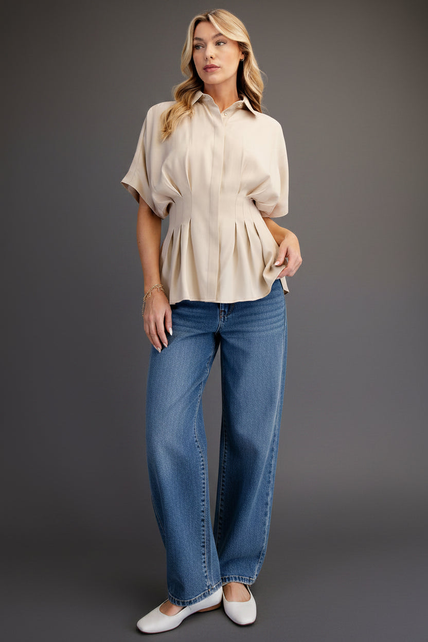 Camisa Pleated Poplin Buttondown