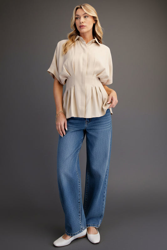 Camisa Pleated Poplin Buttondown