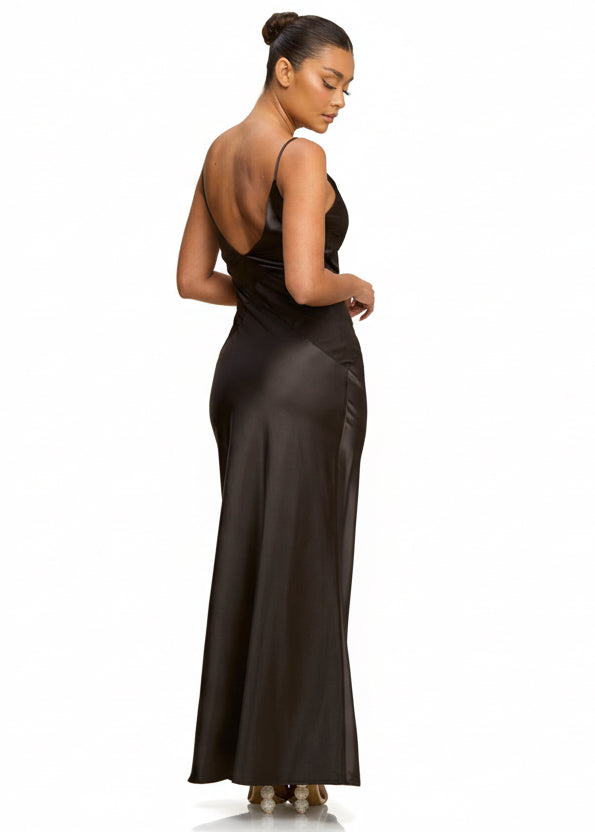 Vestido Mesh Insert Satin