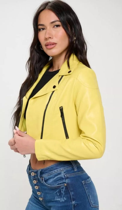 Campera Soft Cropped Vegan Leather Jacket