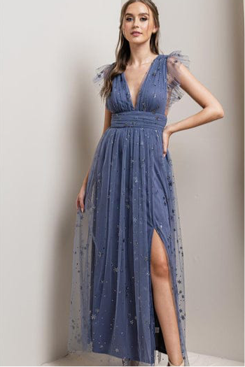 Vestido Largo de Fiesta Star Mesh Dress