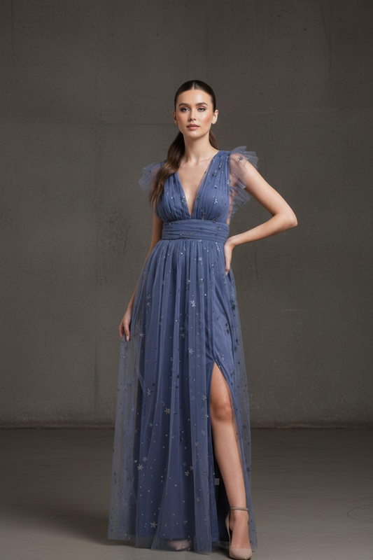 Vestido Largo de Fiesta Star Mesh Dress