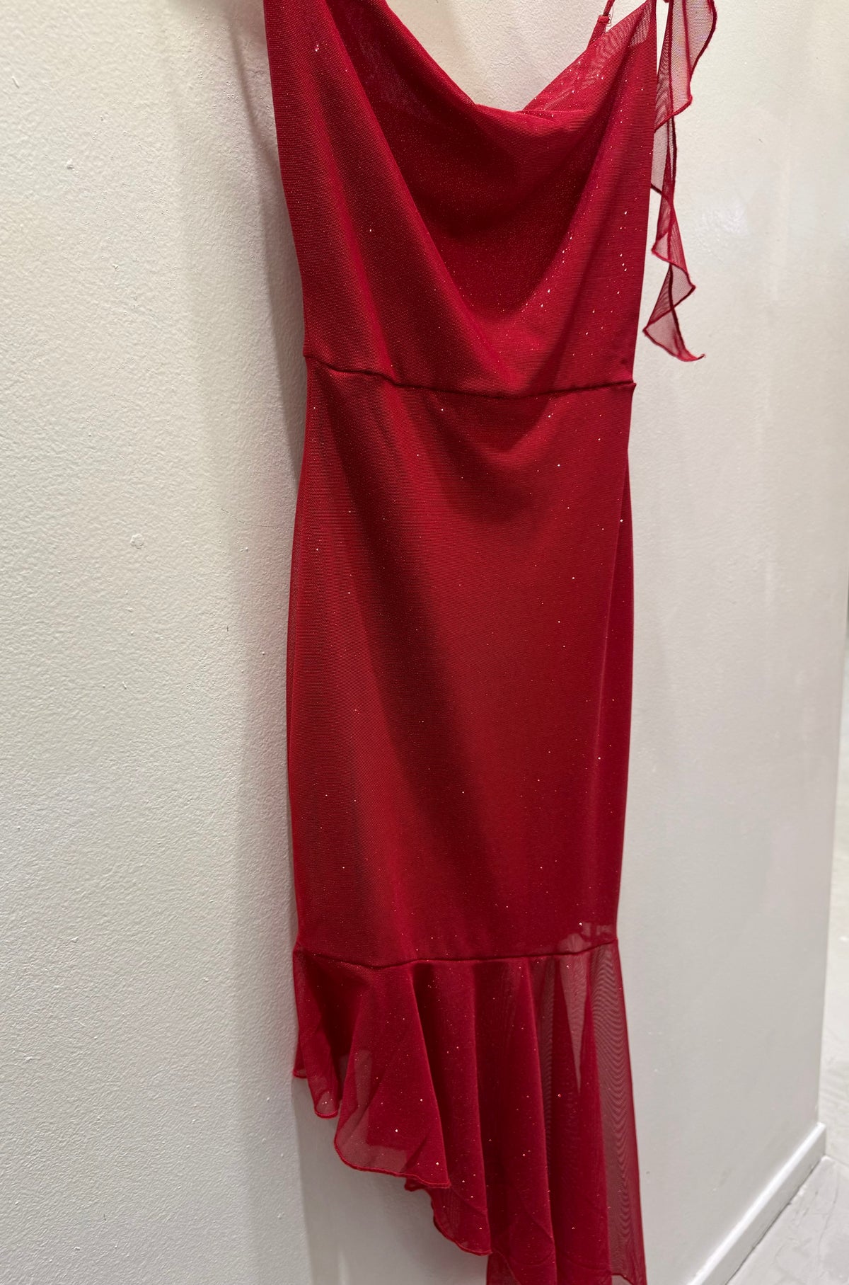 Vestido Largo Glitter Asymmetrical Midi Dress