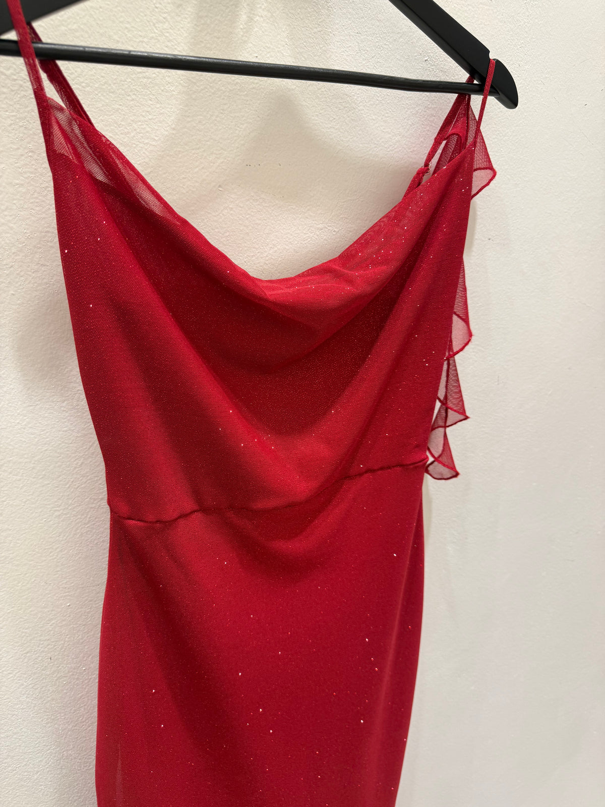 Vestido Largo Glitter Asymmetrical Midi Dress