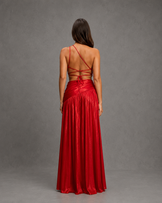 Vestido Largo Metal Jersey One Strappy Dress