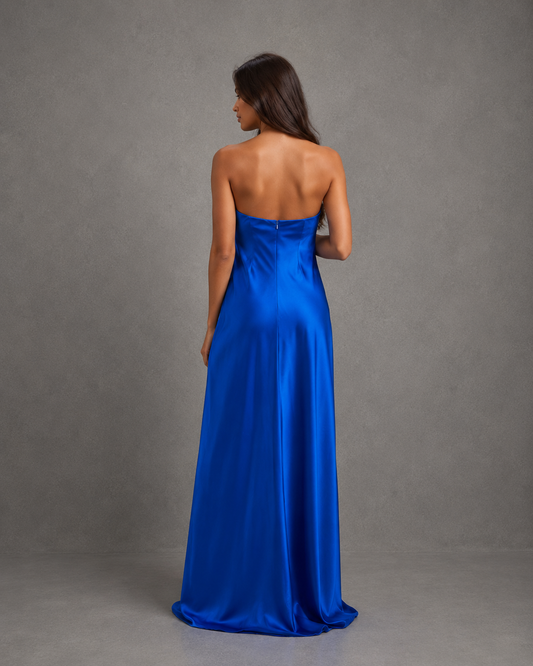 Vestido Largo Satin Solid Tube Dress