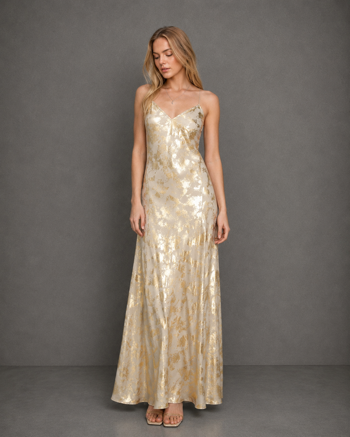 VESTIDO LARGO HF SILVER GOLDEN DRESS