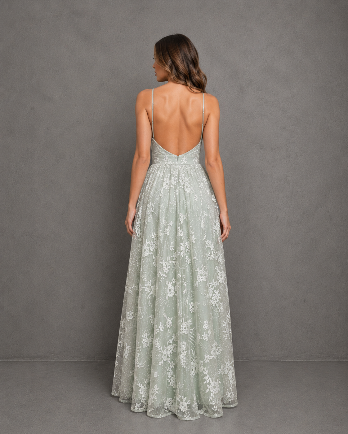 Vestido Largo Glitter Embroidered Dress