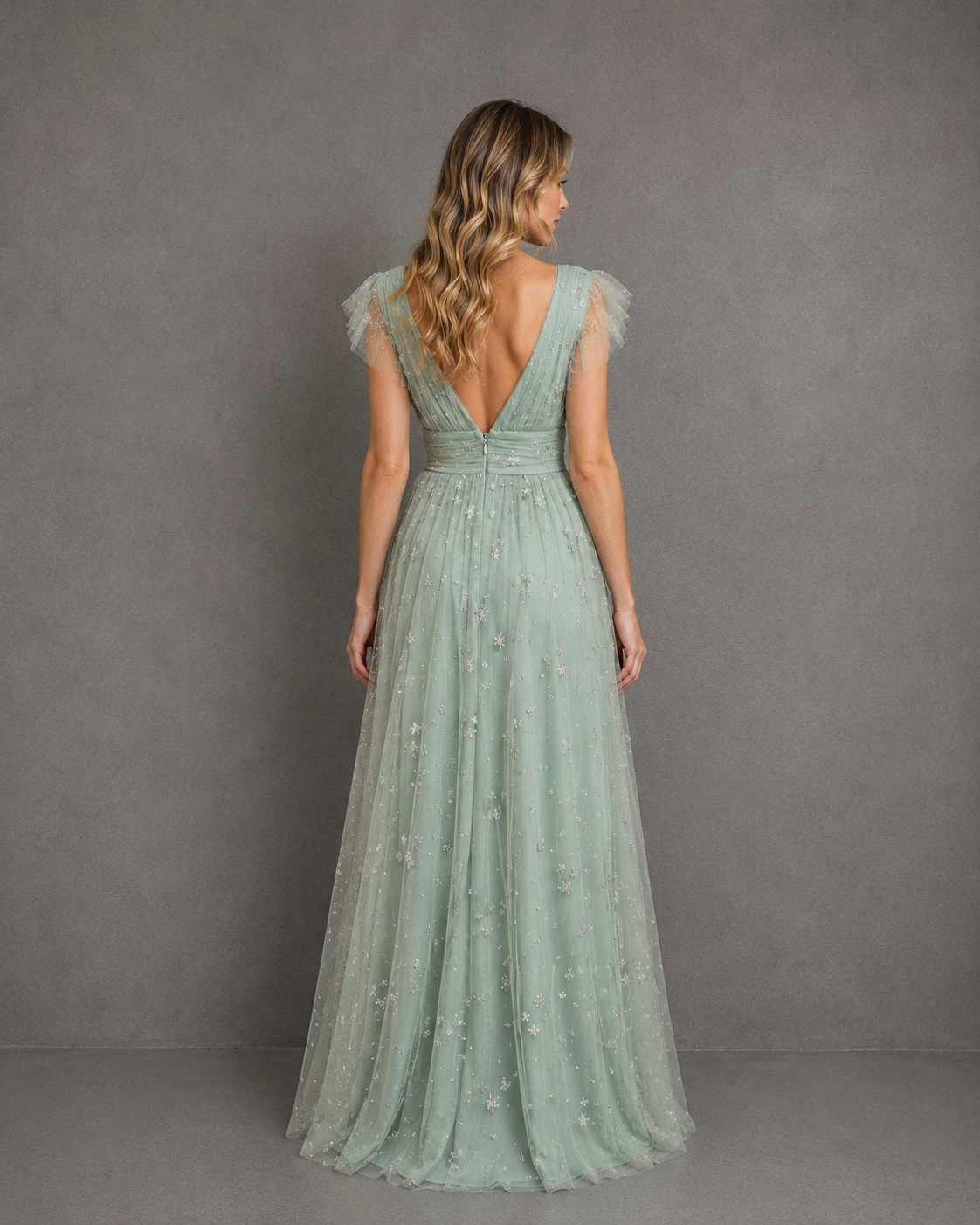 Vestido Largo de Fiesta Star Mesh Dress