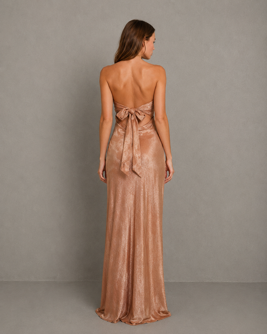 Vestido Largo Strapless Draped Back Mini Dress