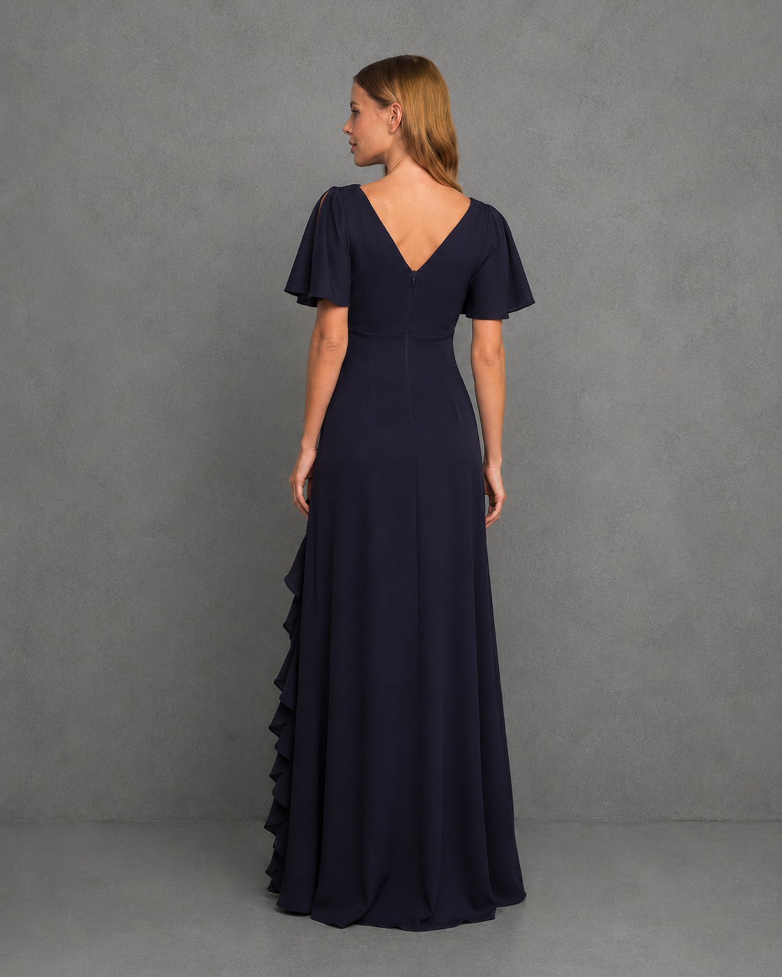 Vestido Largo Fiesta Split Sleeve Ruffle Maxi Dress