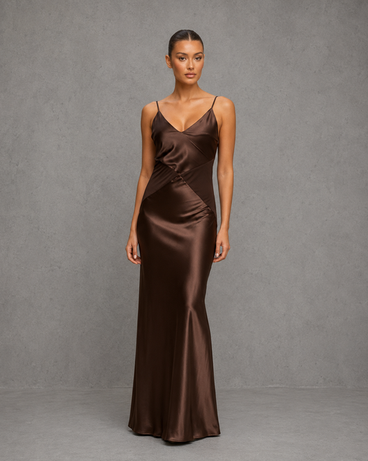 Vestido Mesh Insert Satin