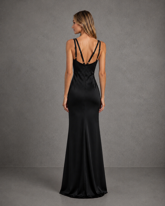 Vestido Largo de Fiesta Sleeveless Shirring Slit Maxi Dress