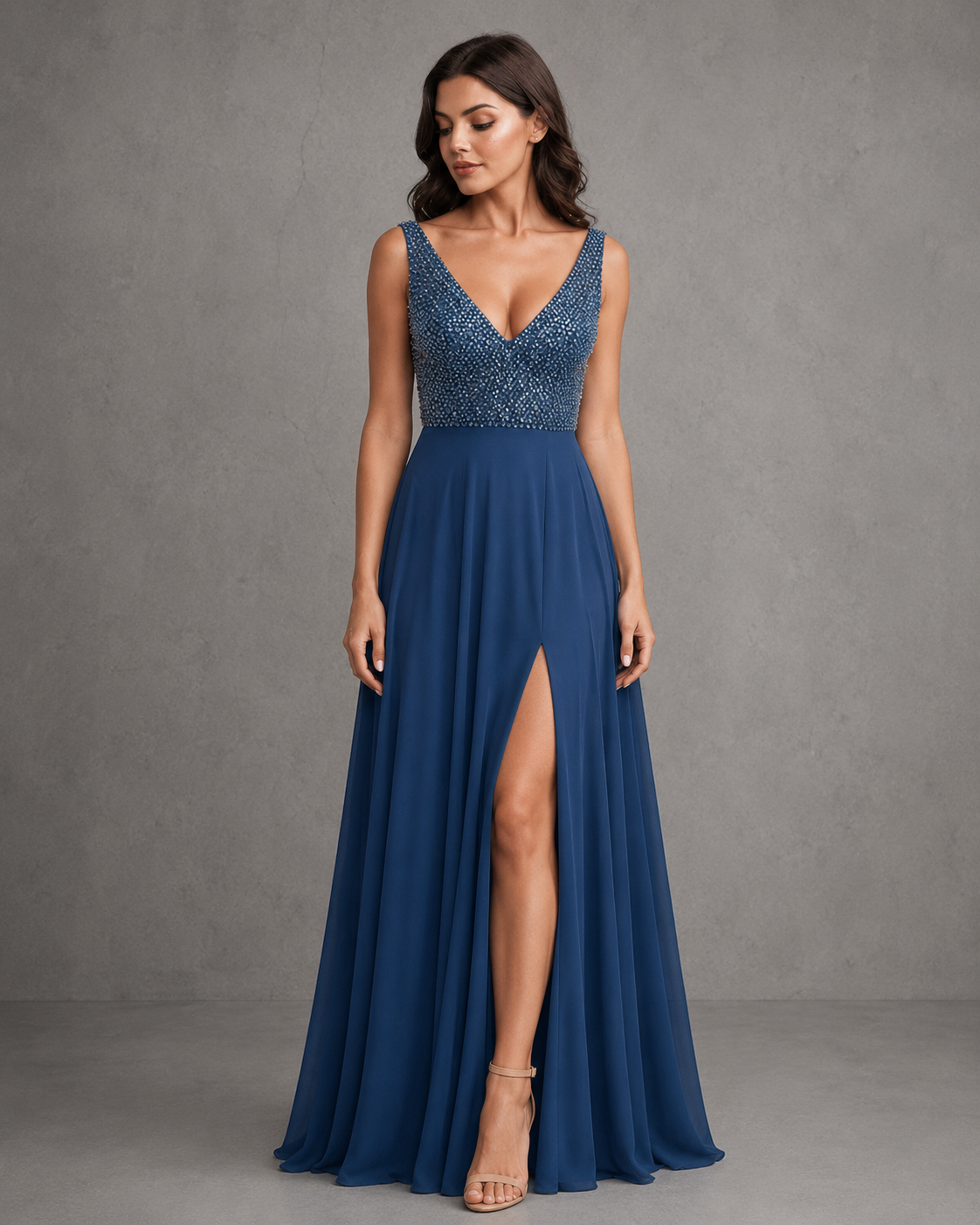 Vestido Sleeveless Beaded Detail Maxil