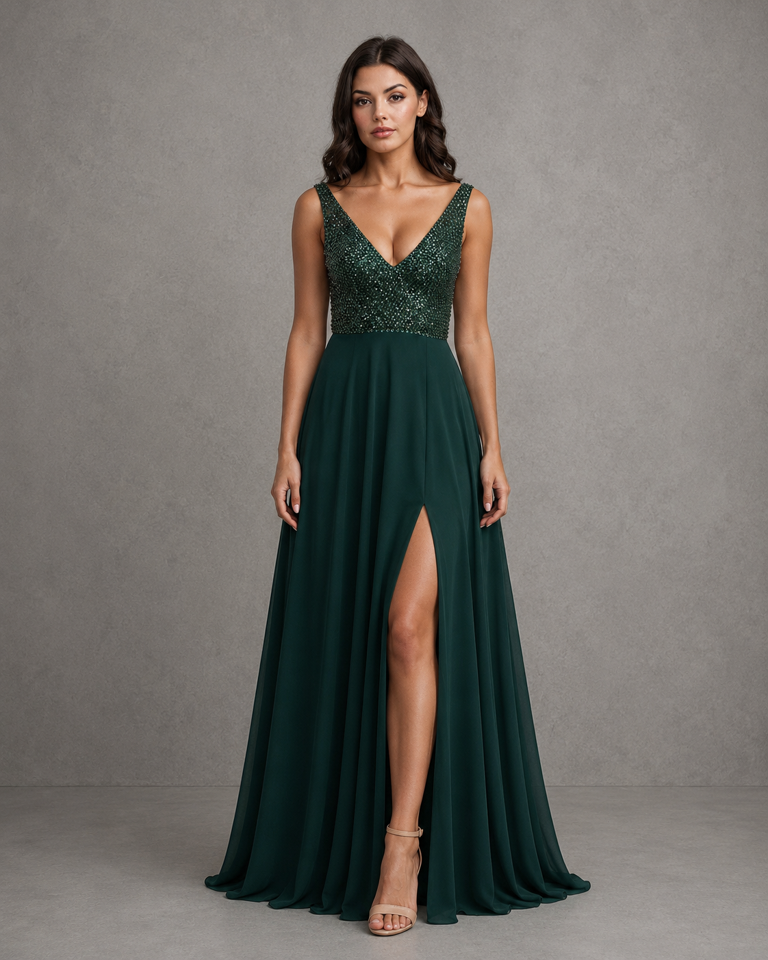 Vestido Sleeveless Beaded Detail Maxil
