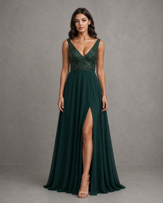 Vestido Sleeveless Beaded Detail Maxil