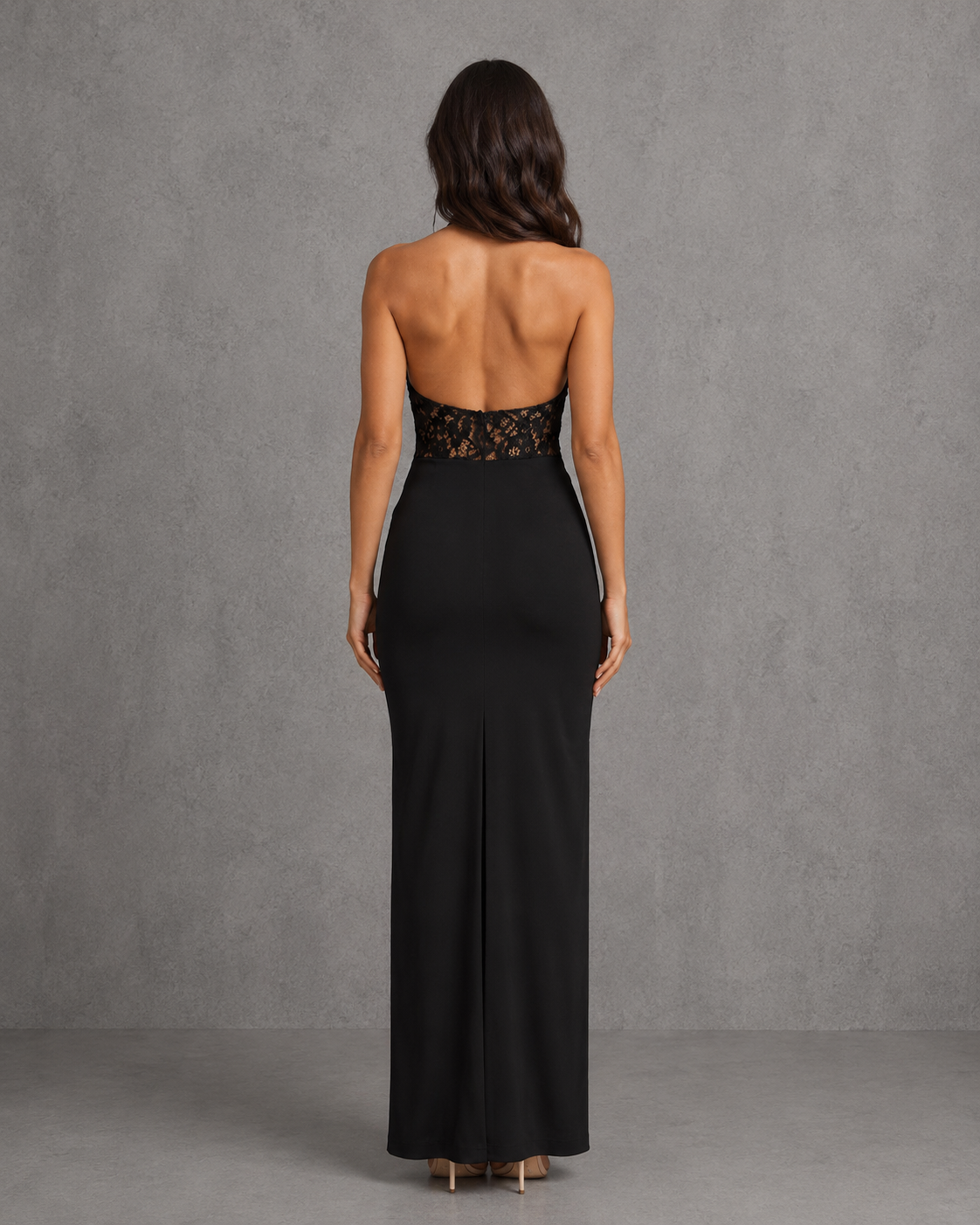 Vestido Largo de Fiesta lace Insert Maxi Haltes Dress
