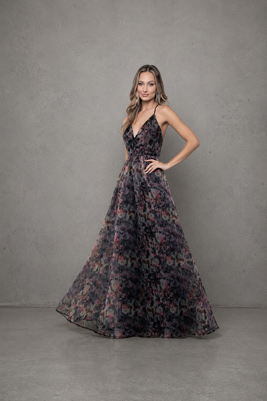 Vestido Largo de Fiesta Organza Printed Back